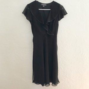 Liz Claiborne Black Ruffle-Front Midi Dress